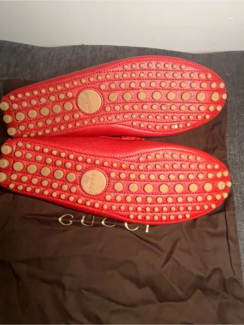 Authentic Gucci Red leather loafers size 9.5 G / 10 US